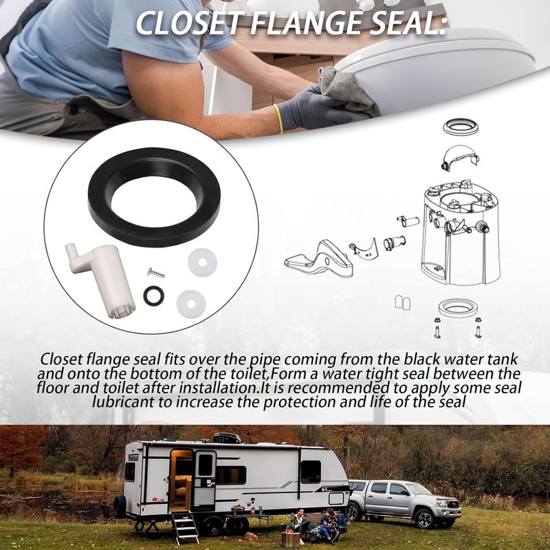 Ciuouient 42048 Waste Ball Drive/Waste Ball Drive Arm Kit Compatible with Thetford Aqua Magic Style Lite, Style II, Style Plus Toilet(Include Closet Flange Seal, Drive Arm, Screw,Plastic Rings) - Image 5